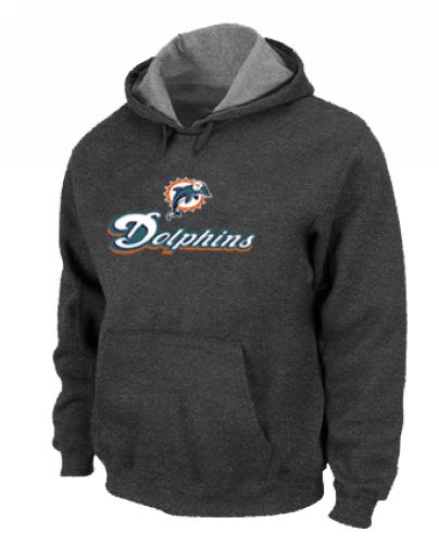 NFL Men's Nike Miami Dolphins Authentic Logo Pullover Hoodie - Dark Grey